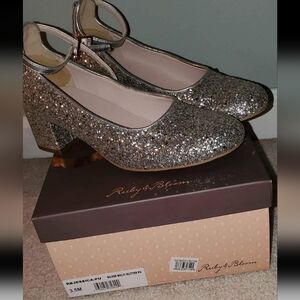 Ruby & Bloom Silver Glitter Girls Shoes